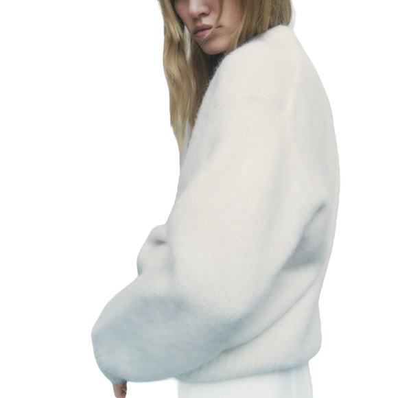 LN Zara Soft Feel Cozy Knit Cream Oversized Alpaca Blend Sweater - S - Picture 15 of 15